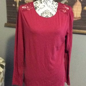 Anne Taylor LOFT Lace Shoulder Top Large